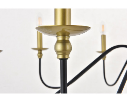 Elegant Rohan 6-Light Chandelier - Brass/Black, L 42" (LD5006D42BRB)