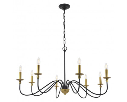 Elegant Rohan 6-Light Chandelier - Brass/Black, L 42" (LD5006D42BRB)