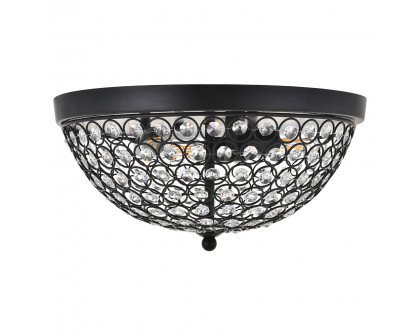 Elegant Taye 3 Light Flush Mount - Matte Black, L 13.5" (LD5012F13MB)