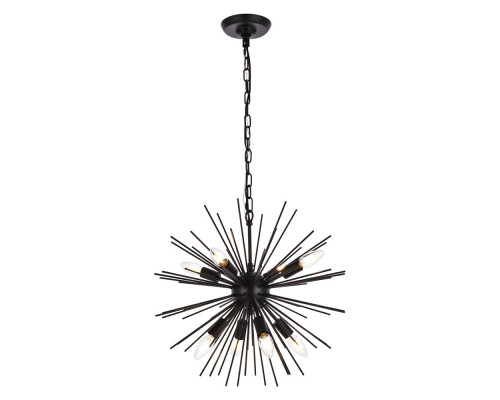 Elegant Timber 8 Light Pendant - Black, L 20" (LD5051D20BK)