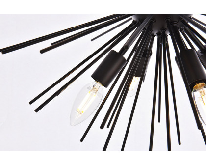 Elegant Timber 8 Light Pendant - Black, L 20" (LD5051D20BK)