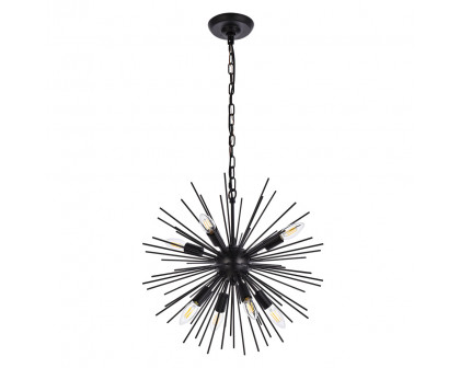 Elegant Timber 8 Light Pendant - Black, L 20" (LD5051D20BK)