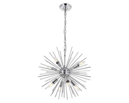 Elegant Timber 8 Light Pendant - Chrome, L 20" (LD5051D20C)