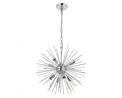 Elegant Timber 8 Light Pendant - Chrome, L 20" (LD5051D20C)