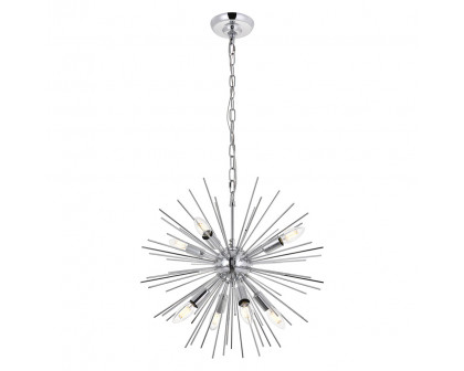 Elegant Timber 8 Light Pendant - Chrome, L 20" (LD5051D20C)