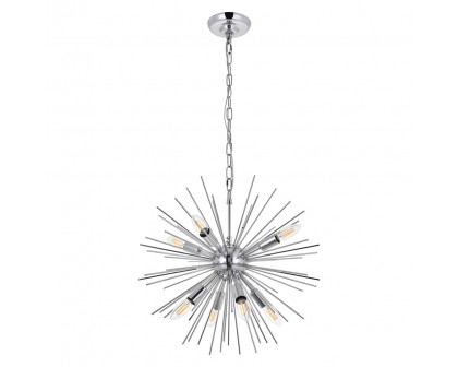 Elegant Timber 8 Light Pendant - Chrome, L 20" (LD5051D20C)