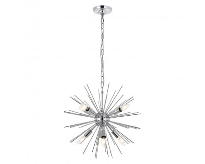 Elegant Timber 8 Light Pendant - Chrome, L 20" (LD5051D20C)