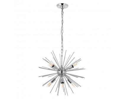 Elegant Timber 8 Light Pendant - Chrome, L 20" (LD5051D20C)