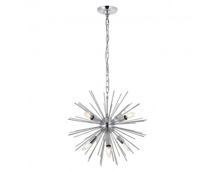 Elegant Timber 8 Light Pendant - Chrome, L 20" (LD5051D20C)