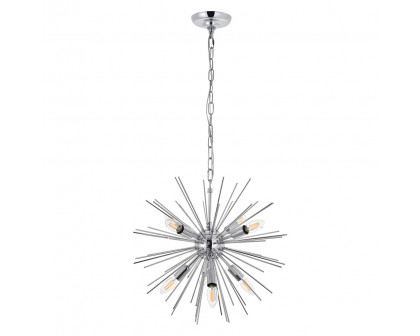 Elegant Timber 8 Light Pendant - Chrome, L 20" (LD5051D20C)