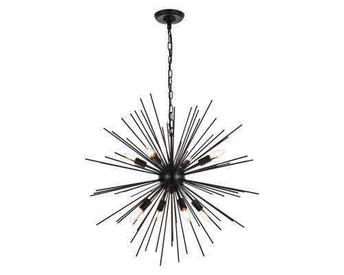 Elegant Timber 8 Light Pendant - Black, L 30" (LD5051D30BK)