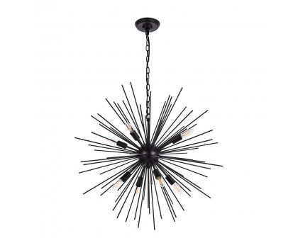 Elegant Timber 8 Light Pendant - Black, L 30" (LD5051D30BK)