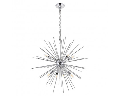 Elegant Timber 8 Light Pendant - Chrome, L 30" (LD5051D30C)