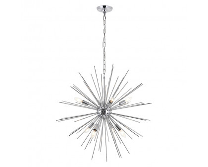 Elegant Timber 8 Light Pendant - Chrome, L 30" (LD5051D30C)