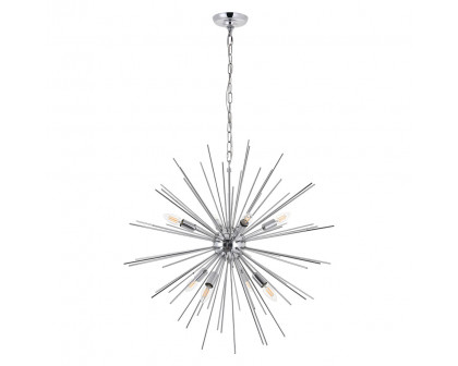 Elegant Timber 8 Light Pendant - Chrome, L 30" (LD5051D30C)