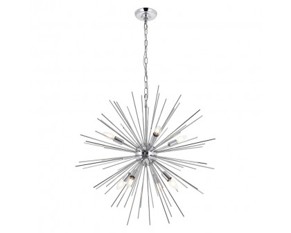 Elegant Timber 8 Light Pendant - Chrome, L 30" (LD5051D30C)