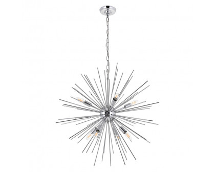 Elegant Timber 8 Light Pendant - Chrome, L 30" (LD5051D30C)