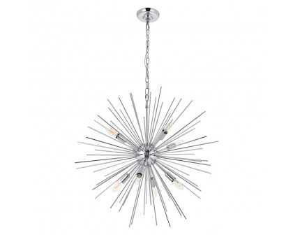 Elegant Timber 8 Light Pendant - Chrome, L 30" (LD5051D30C)