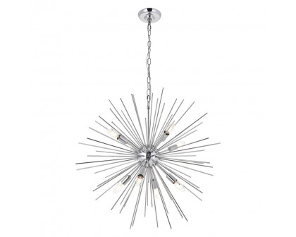 Elegant Timber 8 Light Pendant - Chrome, L 30" (LD5051D30C)