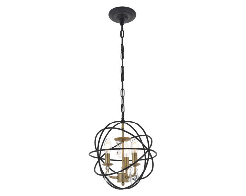 Elegant Wallace 3 Light Pendant - Brass/Black, L 12" (LD5055D12BRB)