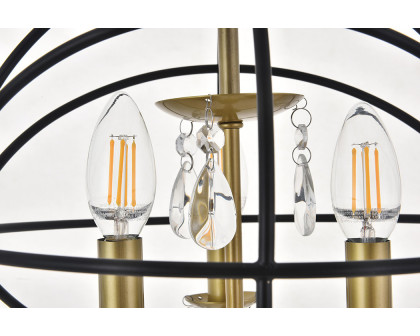 Elegant Wallace 3 Light Pendant - Brass/Black, L 12" (LD5055D12BRB)