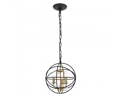 Elegant Wallace 3 Light Pendant - Brass/Black, L 12" (LD5055D12BRB)