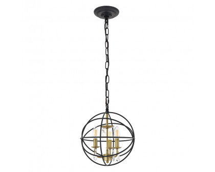 Elegant Wallace 3 Light Pendant - Brass/Black, L 12" (LD5055D12BRB)