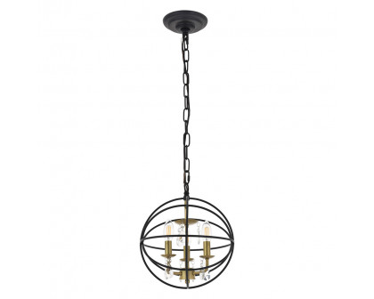 Elegant Wallace 3 Light Pendant - Brass/Black, L 12" (LD5055D12BRB)