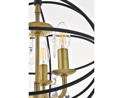 Elegant Wallace 3 Light Pendant - Brass/Black, L 12" (LD5055D12BRB)