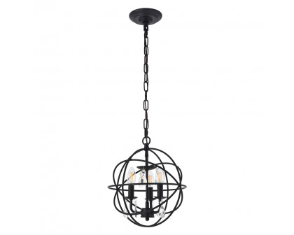 Elegant Wallace 3 Light Pendant - Matte Black, L 12" (LD5055D12MB)