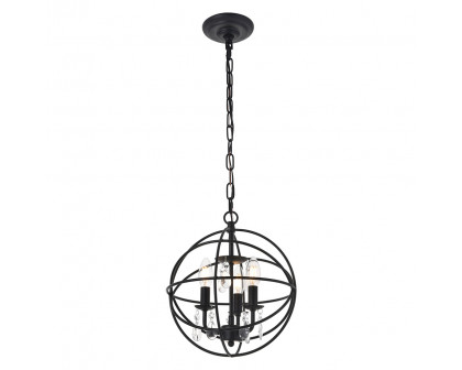 Elegant Wallace 3 Light Pendant - Matte Black, L 12" (LD5055D12MB)