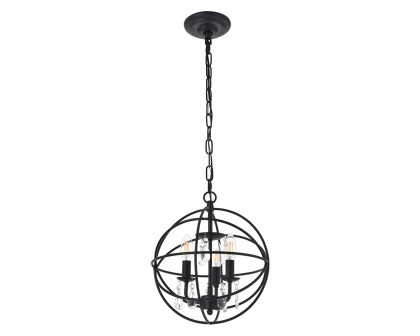 Elegant Wallace 3 Light Pendant - Matte Black, L 12" (LD5055D12MB)