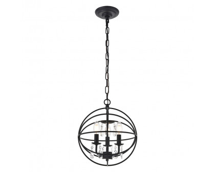 Elegant Wallace 3 Light Pendant - Matte Black, L 12" (LD5055D12MB)