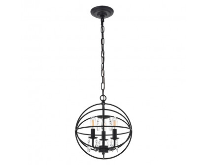 Elegant Wallace 3 Light Pendant - Matte Black, L 12" (LD5055D12MB)