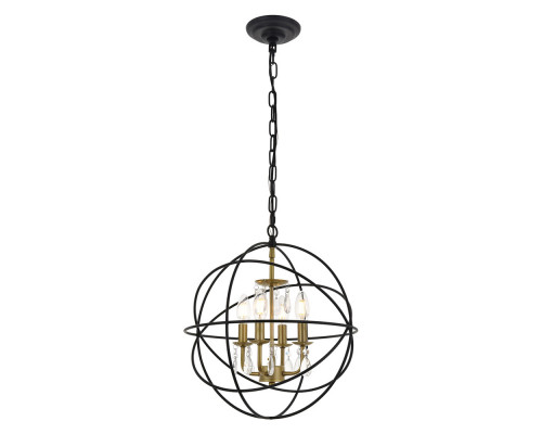 Elegant Wallace 3 Light Pendant - Brass/Black, L 16" (LD5055D16BRB)