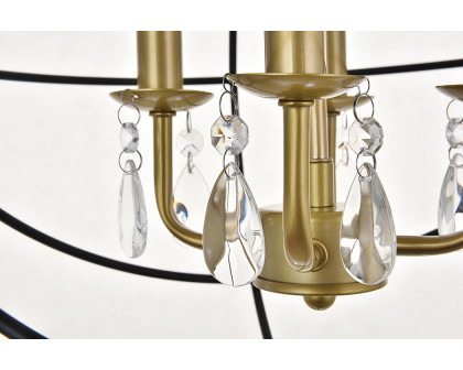 Elegant Wallace 3 Light Pendant - Brass/Black, L 16" (LD5055D16BRB)