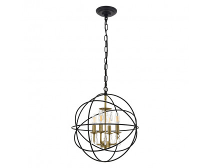 Elegant Wallace 3 Light Pendant - Brass/Black, L 16" (LD5055D16BRB)