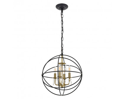 Elegant Wallace 3 Light Pendant - Brass/Black, L 16" (LD5055D16BRB)