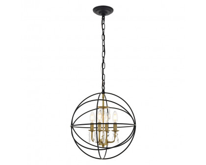 Elegant Wallace 3 Light Pendant - Brass/Black, L 16" (LD5055D16BRB)