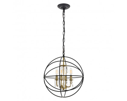 Elegant Wallace 3 Light Pendant - Brass/Black, L 16" (LD5055D16BRB)