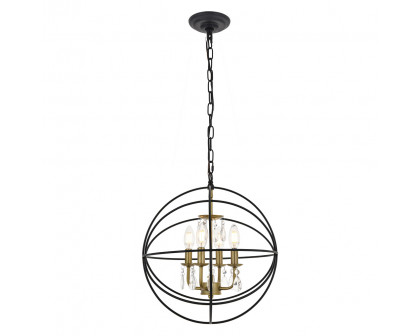 Elegant Wallace 3 Light Pendant - Brass/Black, L 16" (LD5055D16BRB)