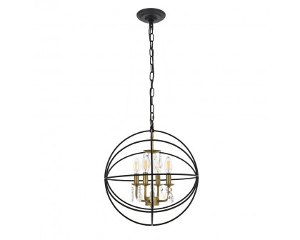 Elegant Wallace 3 Light Pendant - Brass/Black, L 16" (LD5055D16BRB)