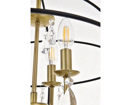 Elegant Wallace 3 Light Pendant - Brass/Black, L 16" (LD5055D16BRB)