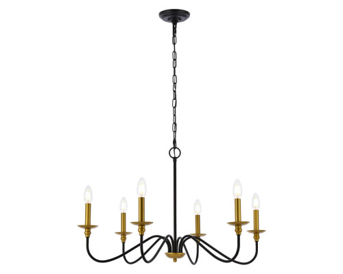 Elegant Rohan Chandelier - Brass/Black, L 30" (LD5056D30BRB)