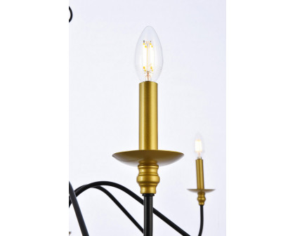 Elegant Rohan Chandelier - Brass/Black, L 30" (LD5056D30BRB)