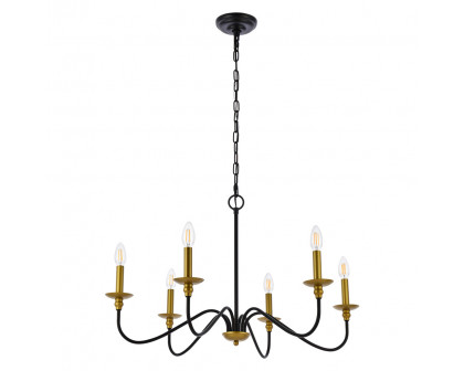 Elegant Rohan Chandelier - Brass/Black, L 30" (LD5056D30BRB)