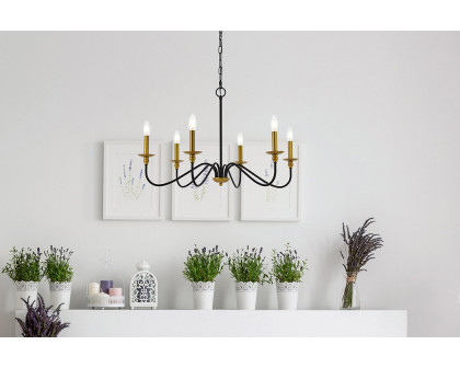 Elegant Rohan Chandelier - Brass/Black, L 30" (LD5056D30BRB)