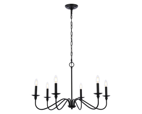 Elegant Rohan Chandelier - Matte Black, L 30" (LD5056D30MB)