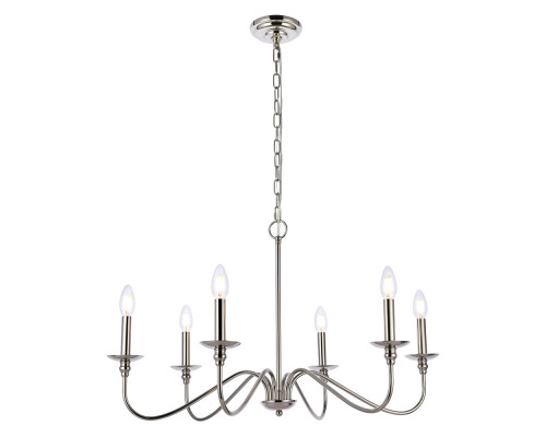 Elegant Rohan Chandelier - Polished Nickel, L 30" (LD5056D30PN)