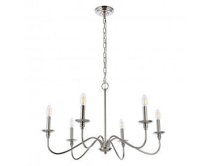 Elegant Rohan Chandelier - Polished Nickel, L 30" (LD5056D30PN)